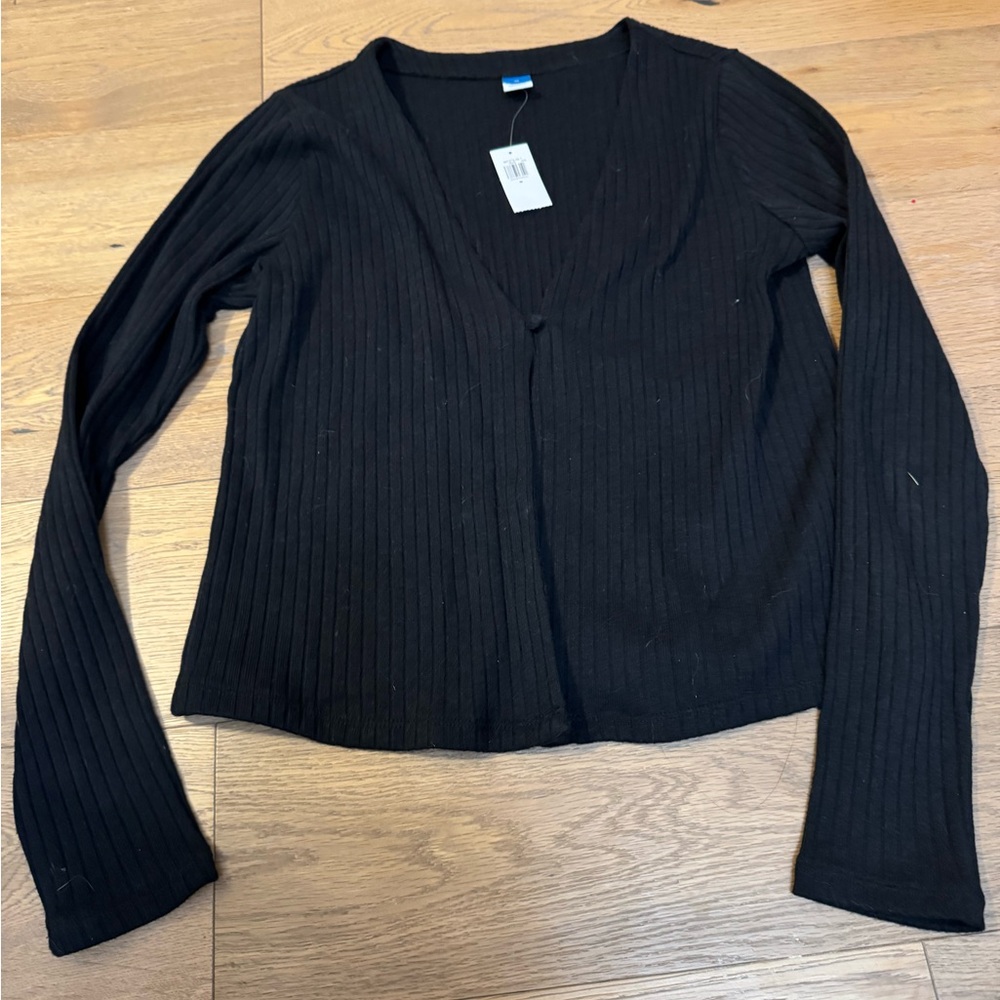 Old Navy Black Ribbed Cardigan